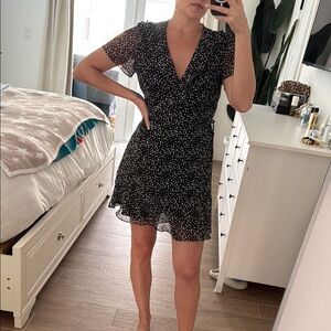 Lush Black & White Polka Dot Wrap Dress